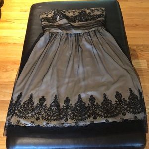 Strapless black & cream dress